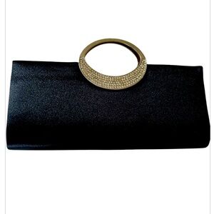 Clutch Evening Bag withh Rhinestone & Silvertone handles